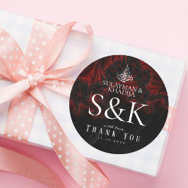 Maroon minimale elegante Nikah Islamitische bruilo Ronde Sticker