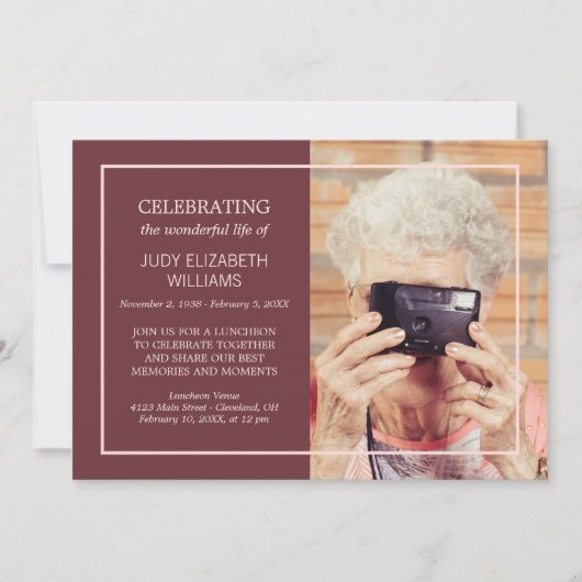 Maroon Minimale feestdag | Aangepaste foto Kaart (Voorkant)