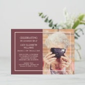 Maroon Minimale feestdag | Aangepaste foto Kaart (Staand voorkant)