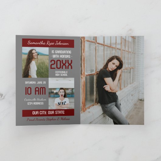 Maroon Modern Block 5-Photo Afstuderen (Binnen)