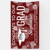 Maroon Modern Bubbles Congrats Afstudeerder Afstud Spandoek (Verticaal)