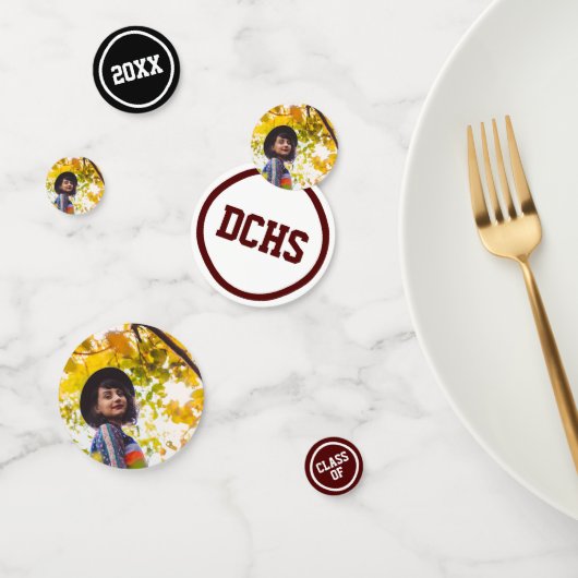 Maroon Modern Circles Foto Afstuderen Confetti (Groep)