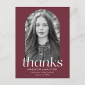 Maroon Modern Minimalistisch Afstuderen Hartelijk  Briefkaart (Voorkant)