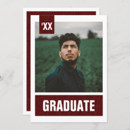 Maroon Modern Textured Photo Afstuderen Kaart
