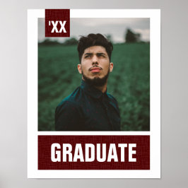 Maroon Modern Textured Photo Afstuderen Poster