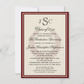 Maroon Monogram Laurel Classic College Graduation Kaart (Voorkant)