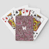 Maroon Monogram Woodland Forest Animals  Pokerkaarten (Achterkant)