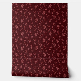 Maroon Moody Hand getrokken Bloemen  Peel Stick Behang