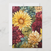 Maroon, mosterdgeel en olijfgroene bruiloft kaart (Achterkant)