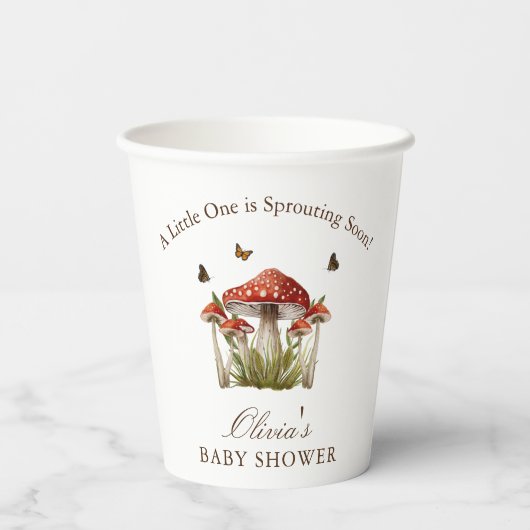 Maroon Mushroom Butterfly Theme Baby shower Papieren Bekers