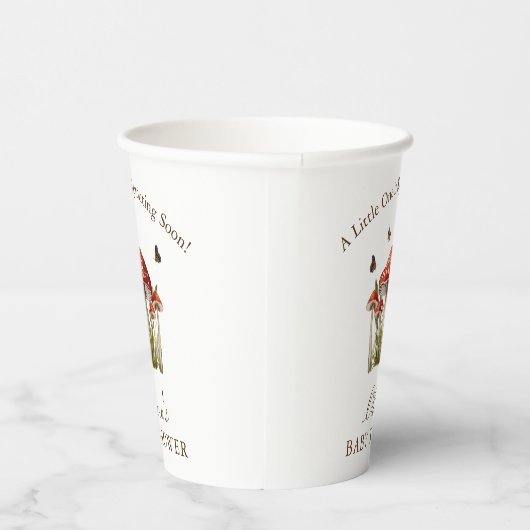 Maroon Mushroom Butterfly Theme Baby shower Papieren Bekers (Rechts)