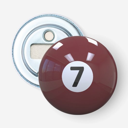 Maroon No. 7 Biljard Pool Ball Button Flesopener (Voorkant)