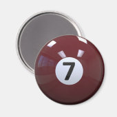 Maroon No. 7 Biljard Pool Ball Magneet (Voorkant / Achterkant)