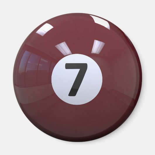 Maroon No. 7 Biljard Pool Ball Magneet (Voorkant)