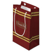 Maroon of Red Gold Lines Small Gift Bag Klein Cadeauzakje (Voorkant Gekanteld)