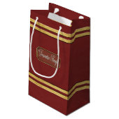 Maroon of Red Gold Lines Small Gift Bag Klein Cadeauzakje (Achterkant Gekanteld)