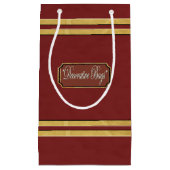 Maroon of Red Gold Lines Small Gift Bag Klein Cadeauzakje (Voorkant)