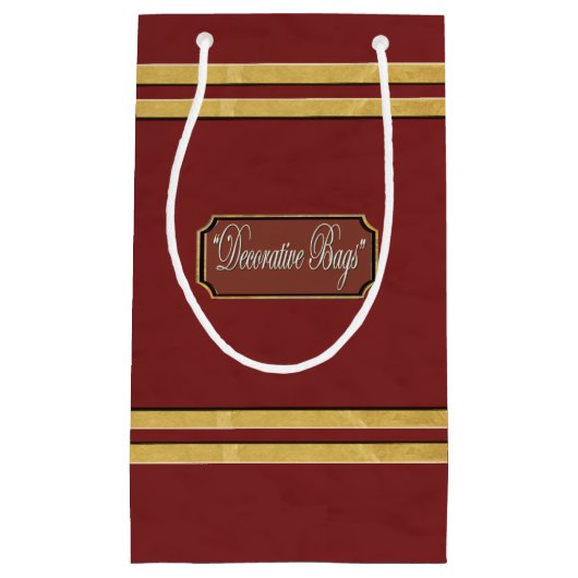 Maroon of Red Gold Lines Small Gift Bag Klein Cadeauzakje (Voorkant)