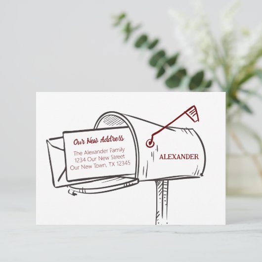 Maroon Ons nieuwe adres Mailbox Verplaatsen (Staand voorkant)