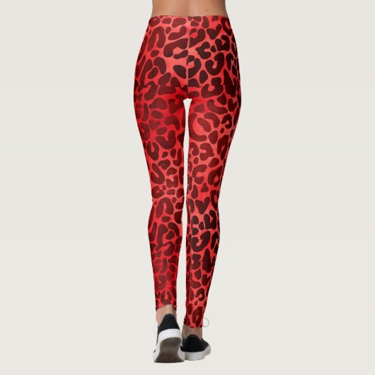 Maroon op rode luipaarden leggings (Achterkant)