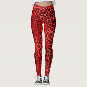 Maroon op rode luipaarden leggings