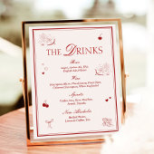 Maroon Opera Wedding Bar Drinks Menu Poster