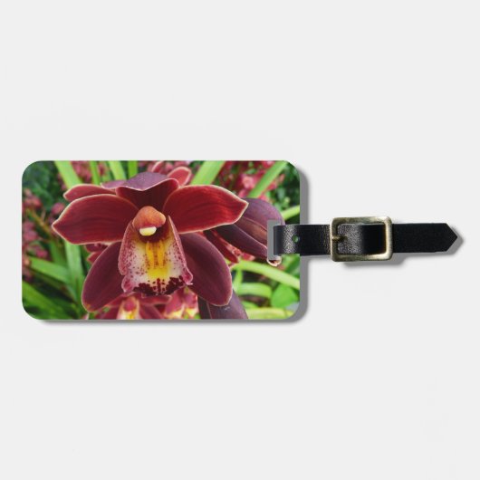 Maroon Orchids I Beauful Red Floral Bagagelabel (Voorkant horizontaal)