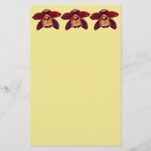 Maroon Orchids I Beauful Red Floral Briefpapier (Voorkant)
