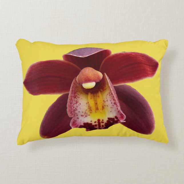 Maroon Orchids I Beauful Red Floral Decoratief Kussen (Voorkant)