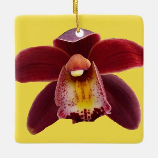 Maroon Orchids I Beauful Red Floral Keramisch Ornament (Voorkant)