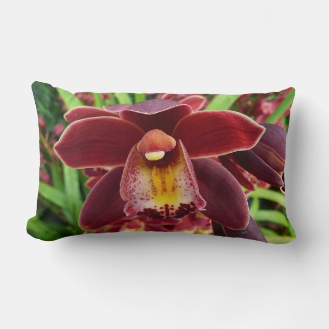 Maroon Orchids I Beauful Red Floral Kussen (Voorkant)