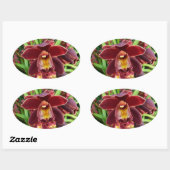 Maroon Orchids I Beauful Red Floral Ovale Sticker (Vel)