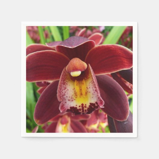 Maroon Orchids I Beauful Red Floral Servetten (Voorkant)