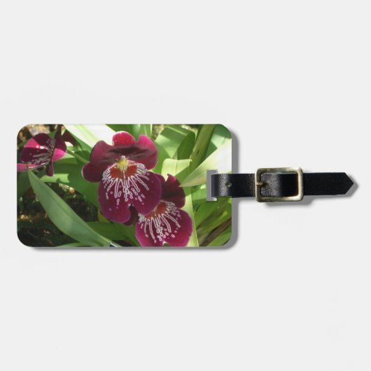 Maroon Orchids II Elegant Floral Bagagelabel (Voorkant horizontaal)
