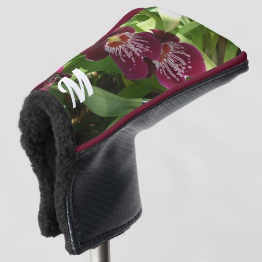 Maroon Orchids II Elegant Floral Golfheadcover (3/4 voorkant)