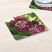 Maroon Orchids II Elegant Floral Kartonnen Onderzetters (Schuin)