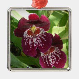 Maroon Orchids II Elegant Floral Metalen Ornament