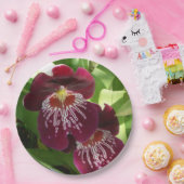 Maroon Orchids II Elegant Floral Papieren Bordje (Feest)