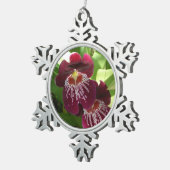 Maroon Orchids II Elegant Floral Tin Sneeuwvlok Ornament (Rechts)