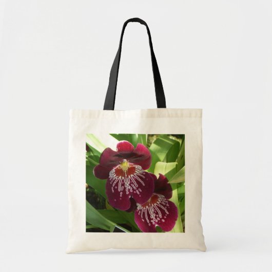 Maroon Orchids II Elegant Floral Tote Bag (Voorkant)