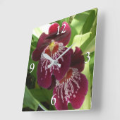 Maroon Orchids II Elegant Floral Vierkante Klok (Hoek)