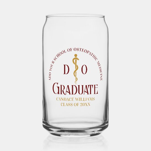 Maroon Osteopathic Medical School Afstuderen Blikvorm Glas (Voorkant)