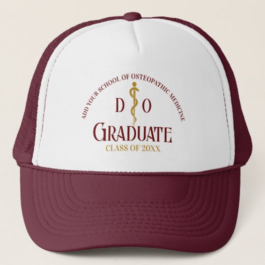Maroon Osteopathic Medical School Afstuderen Trucker Pet (Voorkant)