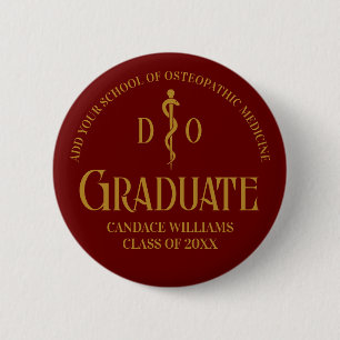 Maroon Osteopathic Medical School Graduation Party Ronde Button 5,7 Cm