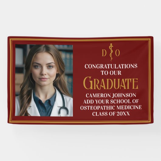 Maroon Osteopathic Medical School Graduation Party Spandoek (Horizontaal)