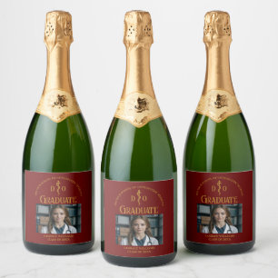Maroon Osteopathic Medical School Graduation Party Sparkling Wijnetiket