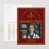 Maroon Osteopathic Medical School Graduation Party Uitnodiging Briefkaart (Voorkant / Achterkant)