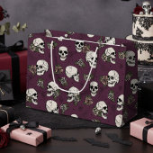 Maroon Paarse Gotische Schedels en Rozen Halloween Groot Cadeauzakje