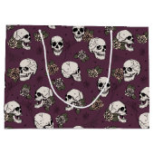 Maroon Paarse Gotische Schedels en Rozen Halloween Groot Cadeauzakje (Achterkant)