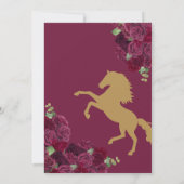 Maroon Paarse Rozen Western Charra Quinceañera Kaart (Achterkant)